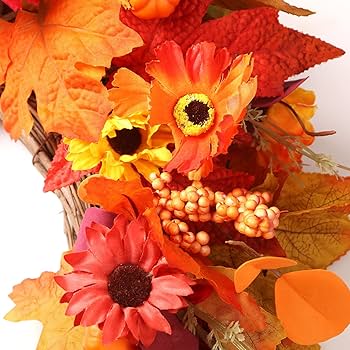 晩秋 Amazon.co.jp: PONATIA 20インチ 秋のリース 玄関用 葉とベリー